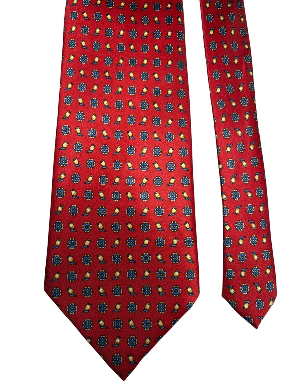 Pure Silk TKI Red Floral Medallion Men's Designer Tie